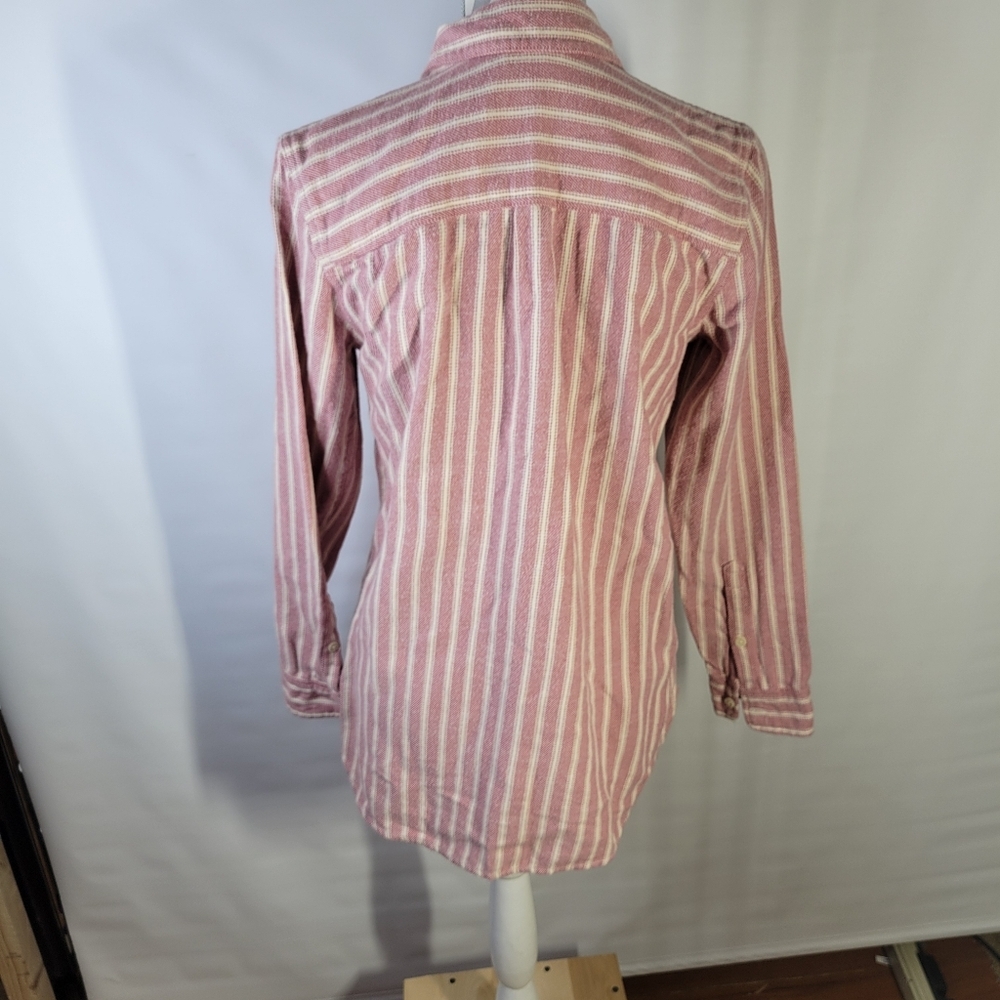 Womans Madewell Flannel 100% Cotton Button Front LS Shirt Size Small Stripe - Picture 3 of 11